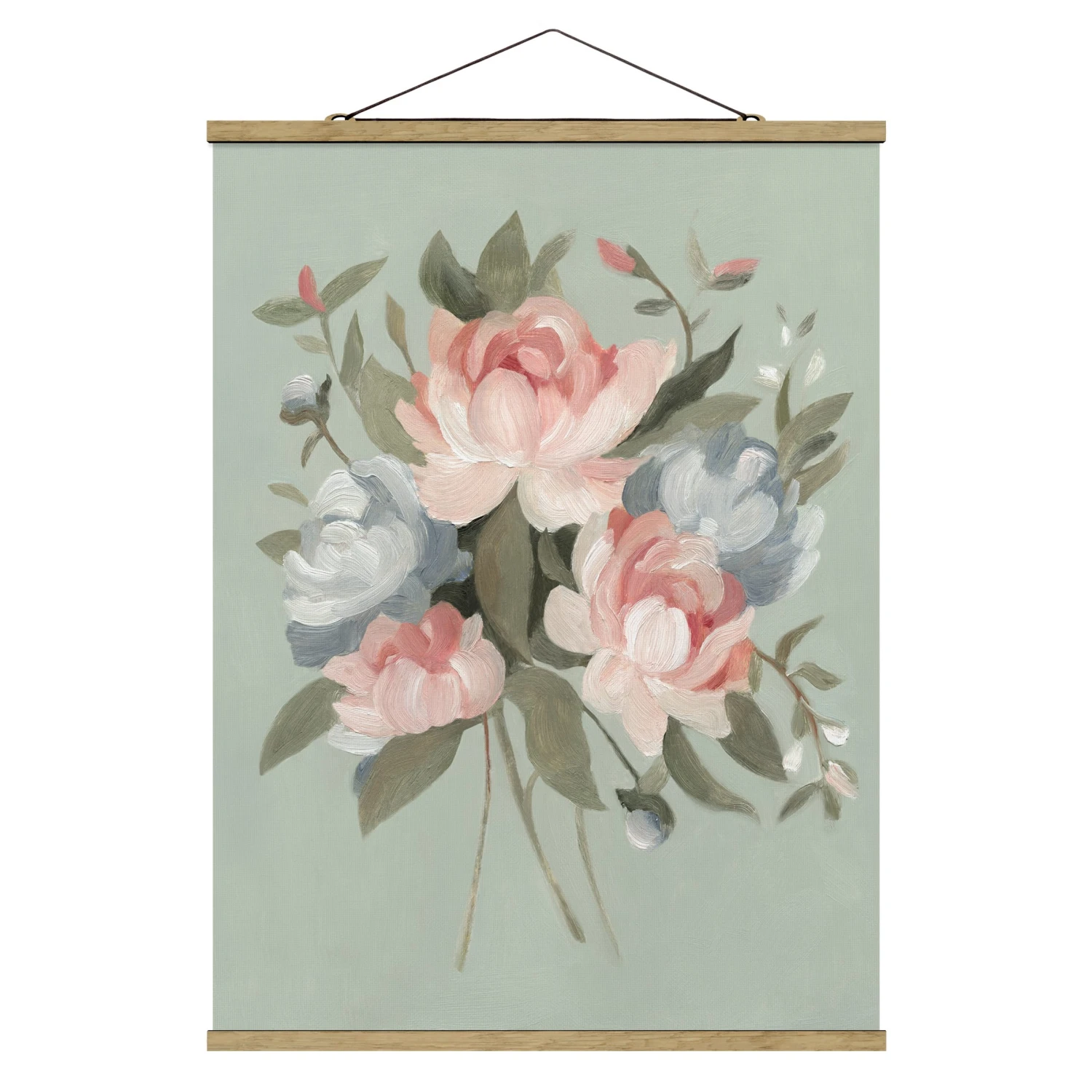 Stoffbild Mit Posterleisten - Bouquet In Pastell I In Rosa 3 Stoffbild Mit Posterleisten - Bouquet In Pastell I In Rosa