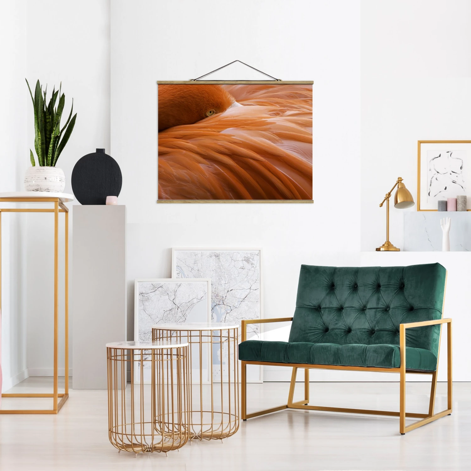 Stoffbild Mit Posterleisten - Flamingofedern In Rosa 6 Stoffbild Mit Posterleisten - Flamingofedern In Rosa – Bild 4