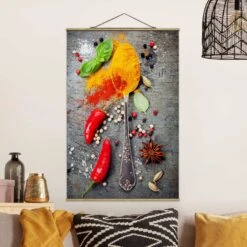 Stoffbild Mit Posterleisten - Löffel Mit Gewürzen In Orange 10 Stoffbild Mit Posterleisten - Löffel Mit Gewürzen In Orange -Allgemeiner Haushaltswarenladen wallart stoffbild mit posterleisten loffel mit gewurzen in orange 1