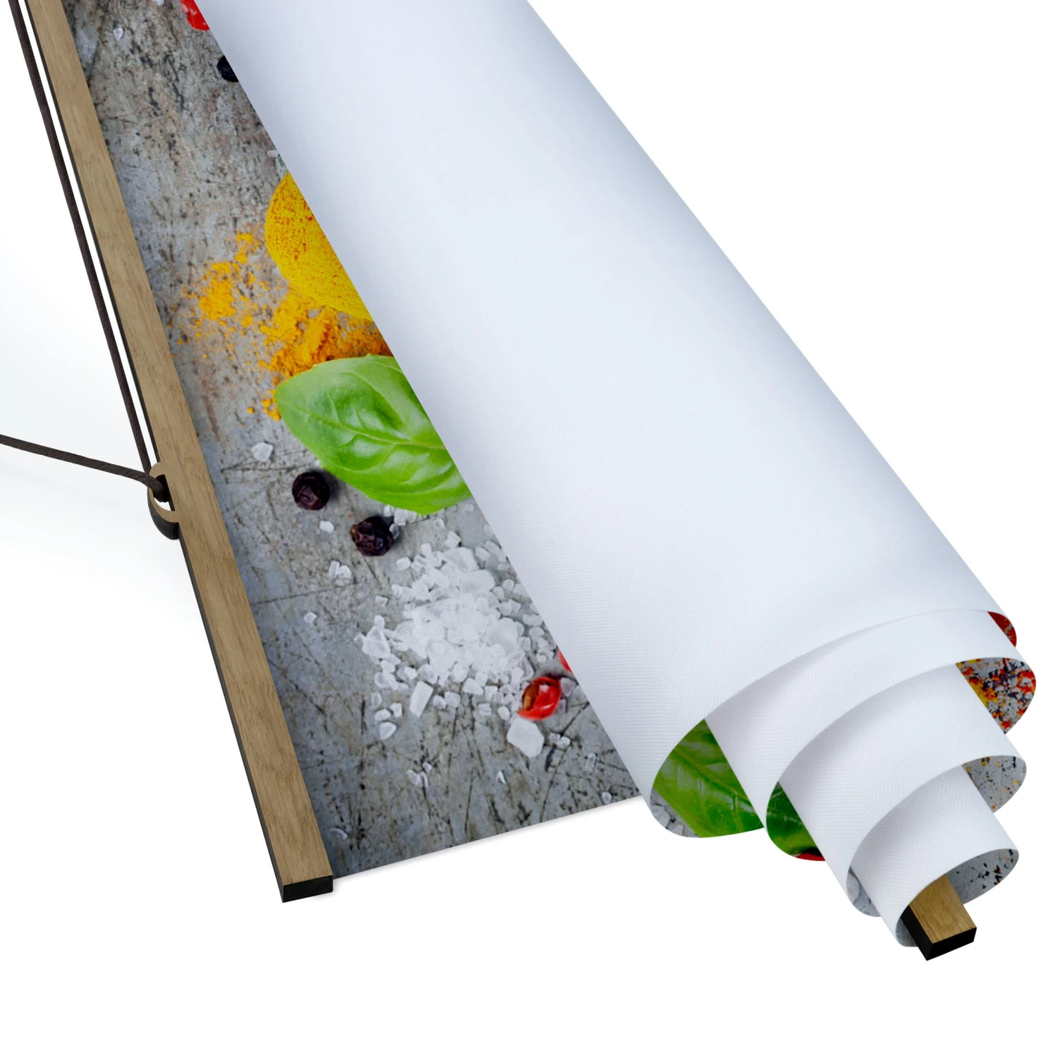 Stoffbild Mit Posterleisten - Löffel Mit Gewürzen In Orange 8 Stoffbild Mit Posterleisten - Löffel Mit Gewürzen In Orange – Bild 6