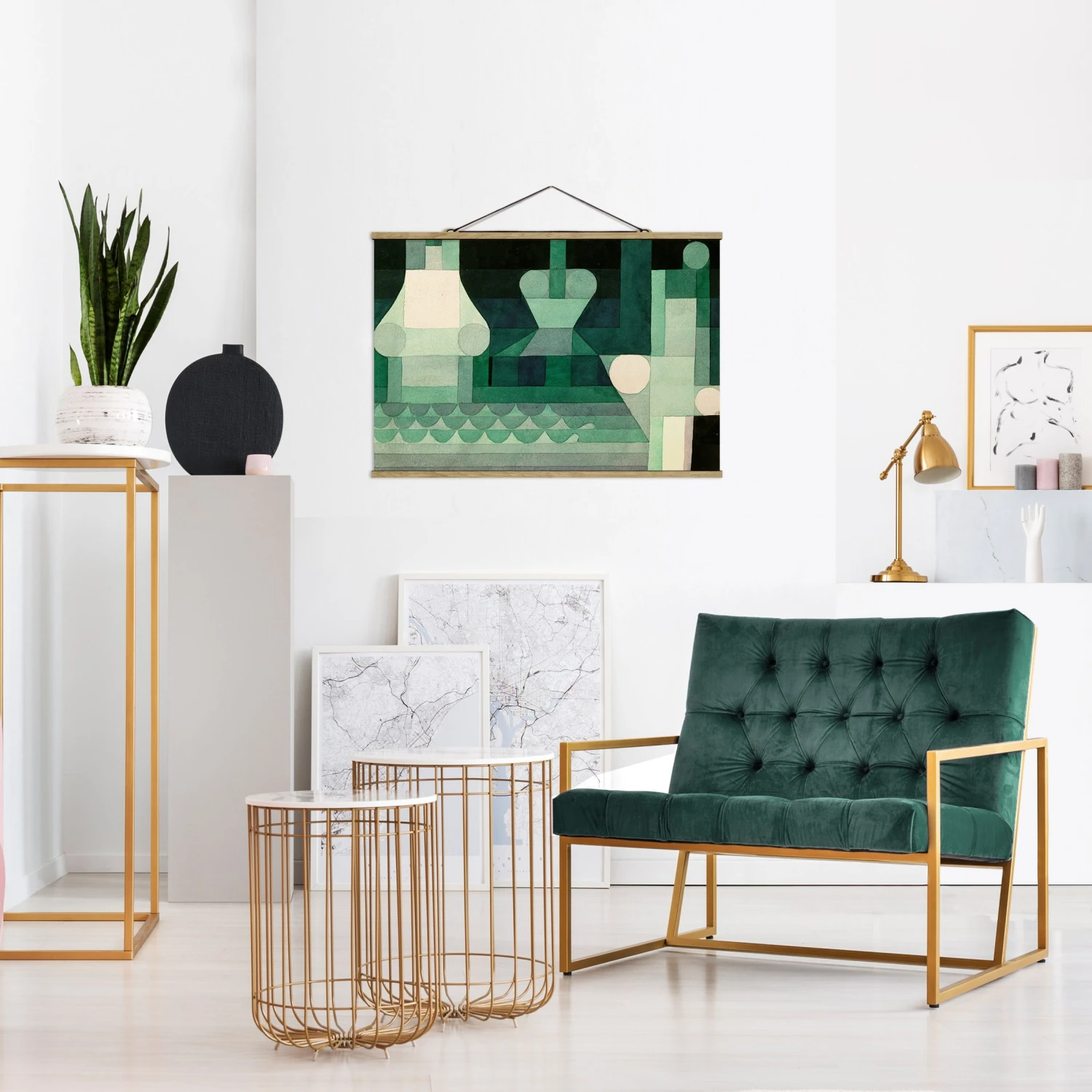 Stoffbild Mit Posterleisten - Paul Klee - Schleusen In Grau 5 Stoffbild Mit Posterleisten - Paul Klee - Schleusen In Grau – Bild 3