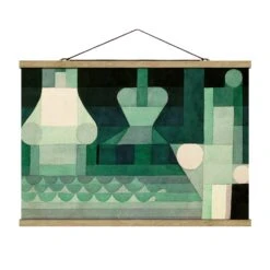 Stoffbild Mit Posterleisten - Paul Klee - Schleusen In Grau