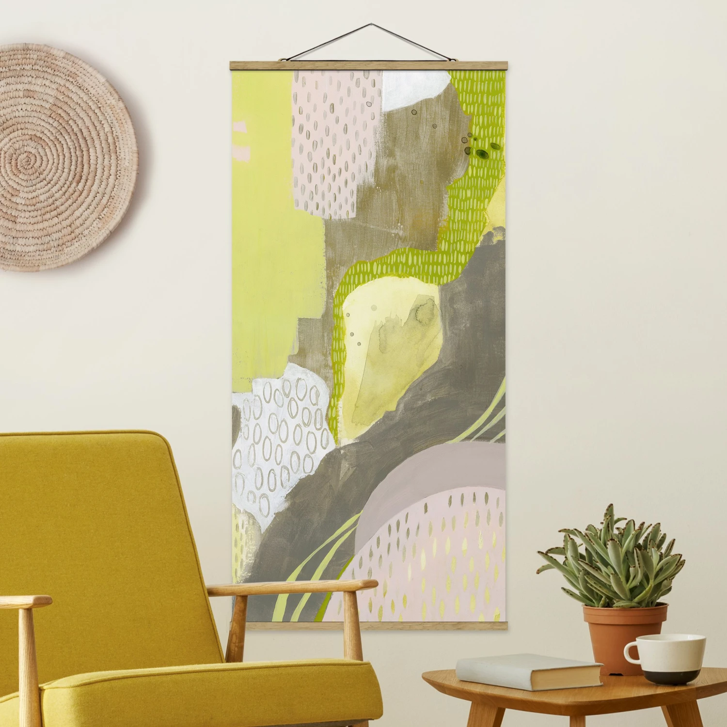 Stoffbild Mit Posterleisten - Sonnenflecken I In Gelb 4 Stoffbild Mit Posterleisten - Sonnenflecken I In Gelb – Bild 2