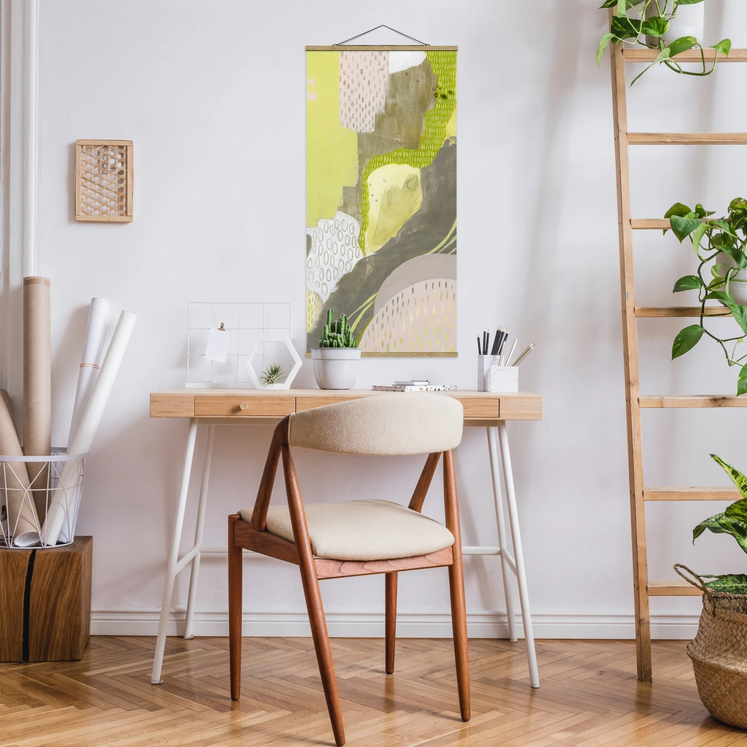 Stoffbild Mit Posterleisten - Sonnenflecken I In Gelb 5 Stoffbild Mit Posterleisten - Sonnenflecken I In Gelb – Bild 3