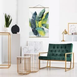Stoffbild Mit Posterleisten - Tropisches Blattwerk - Banane In Grün 11 Stoffbild Mit Posterleisten - Tropisches Blattwerk - Banane In Grün -Allgemeiner Haushaltswarenladen wallart stoffbild mit posterleisten tropisches blattwerk banane in grun 2