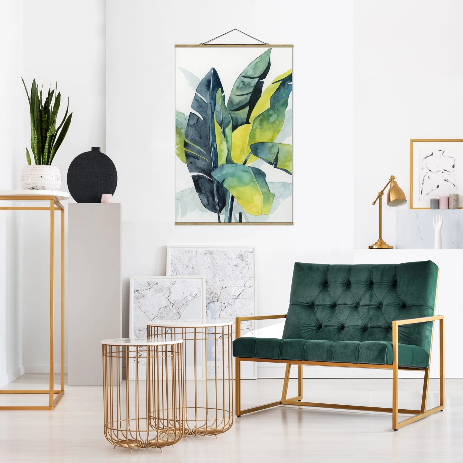 Stoffbild Mit Posterleisten - Tropisches Blattwerk - Banane In Grün 5 Stoffbild Mit Posterleisten - Tropisches Blattwerk - Banane In Grün – Bild 3