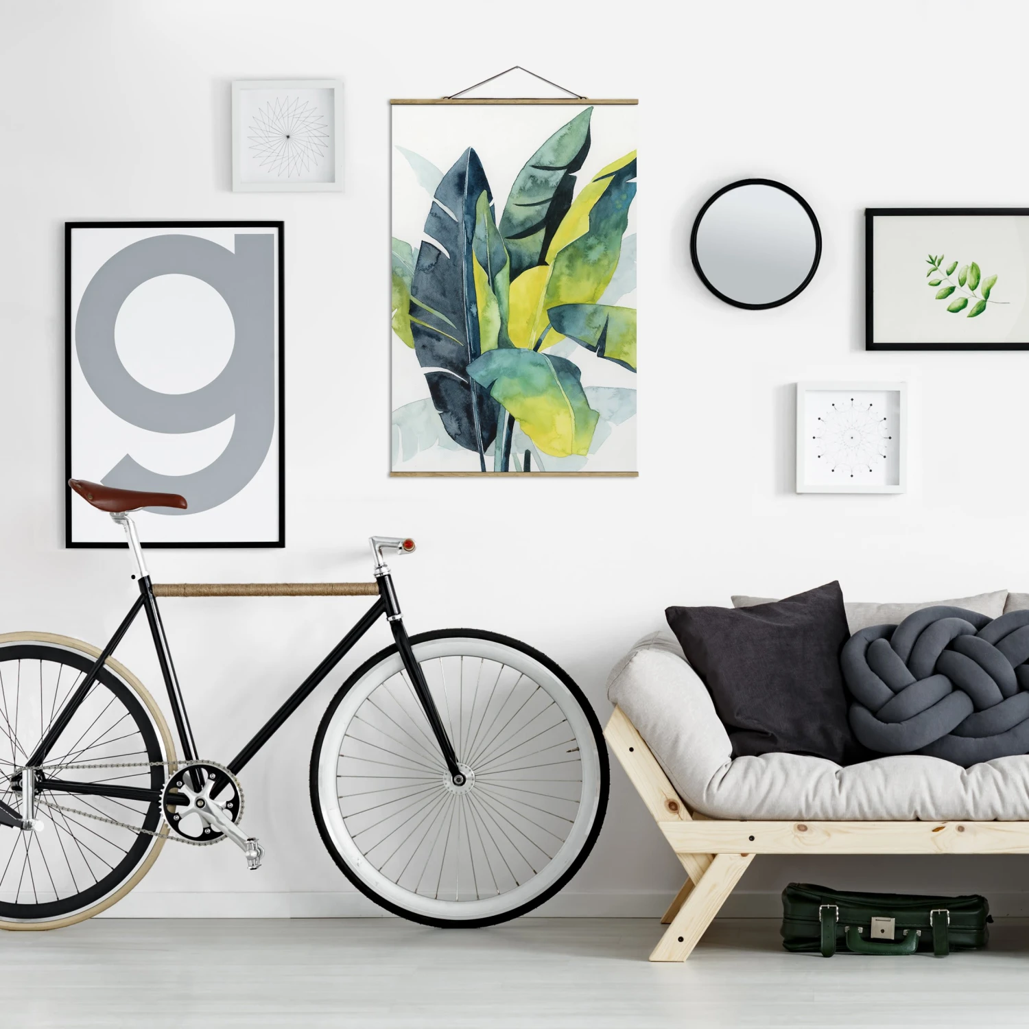 Stoffbild Mit Posterleisten - Tropisches Blattwerk - Banane In Grün 6 Stoffbild Mit Posterleisten - Tropisches Blattwerk - Banane In Grün – Bild 4