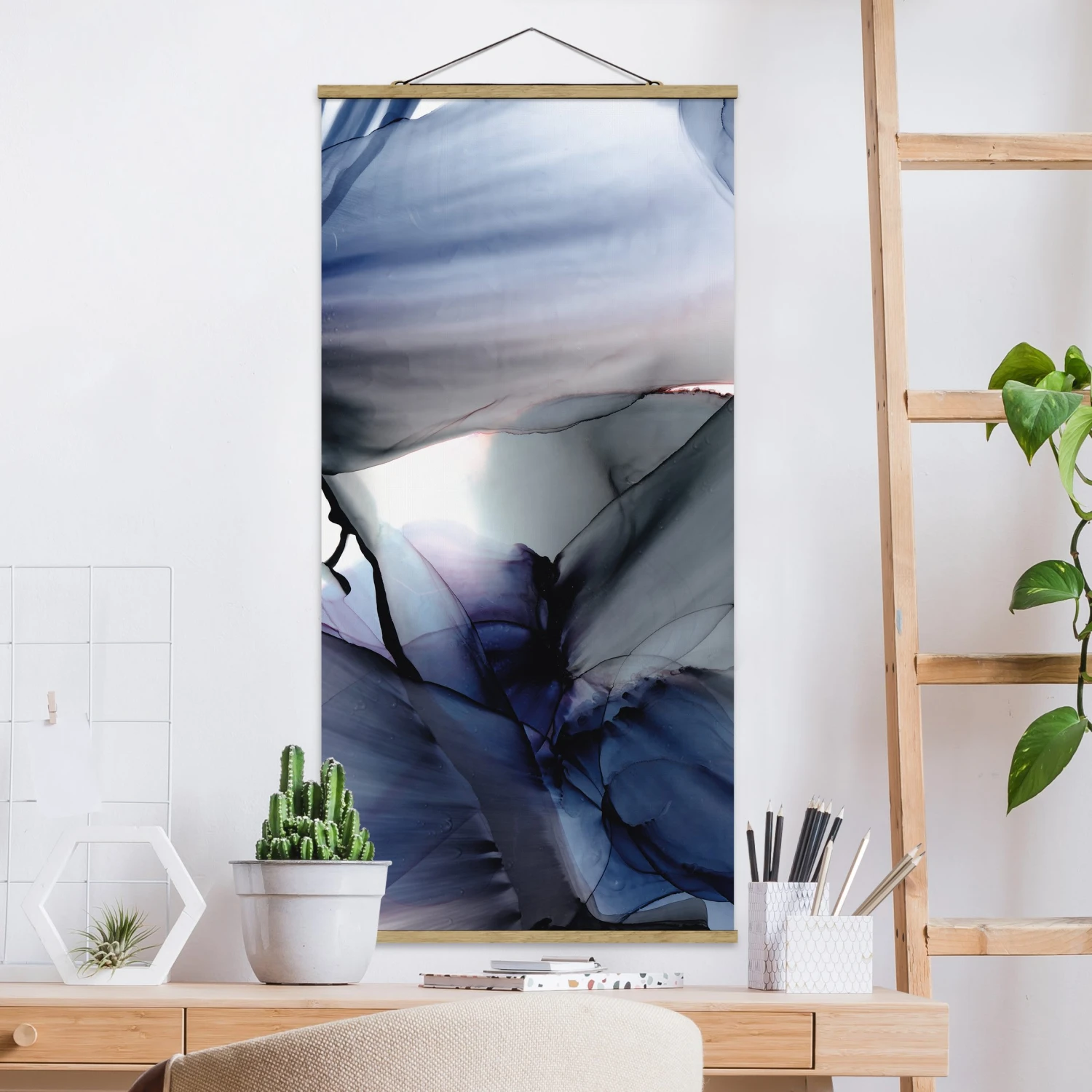 Stoffbild Mit Posterleisten - Violett Im Fluss In Violett 4 Stoffbild Mit Posterleisten - Violett Im Fluss In Violett – Bild 2