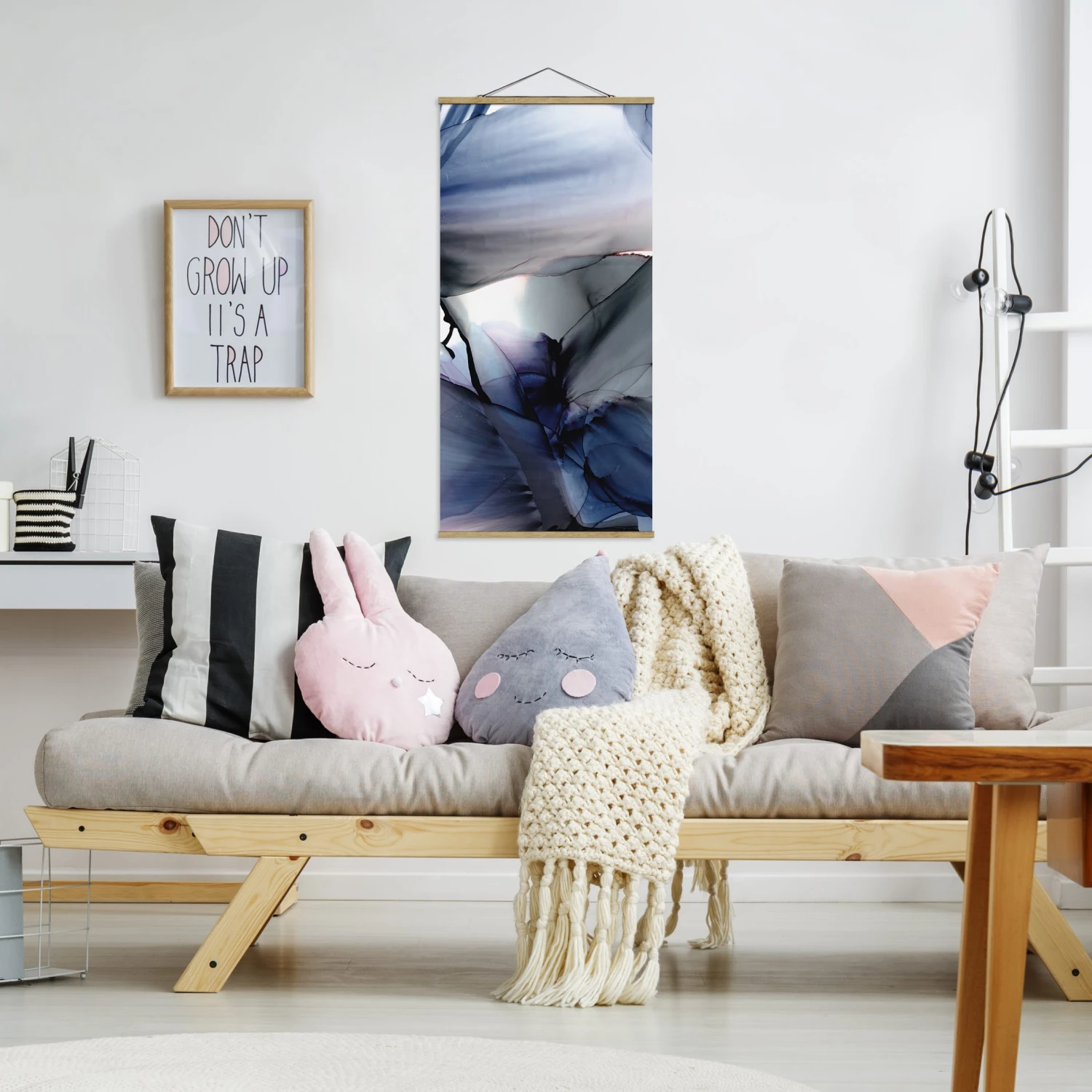 Stoffbild Mit Posterleisten - Violett Im Fluss In Violett 5 Stoffbild Mit Posterleisten - Violett Im Fluss In Violett – Bild 3