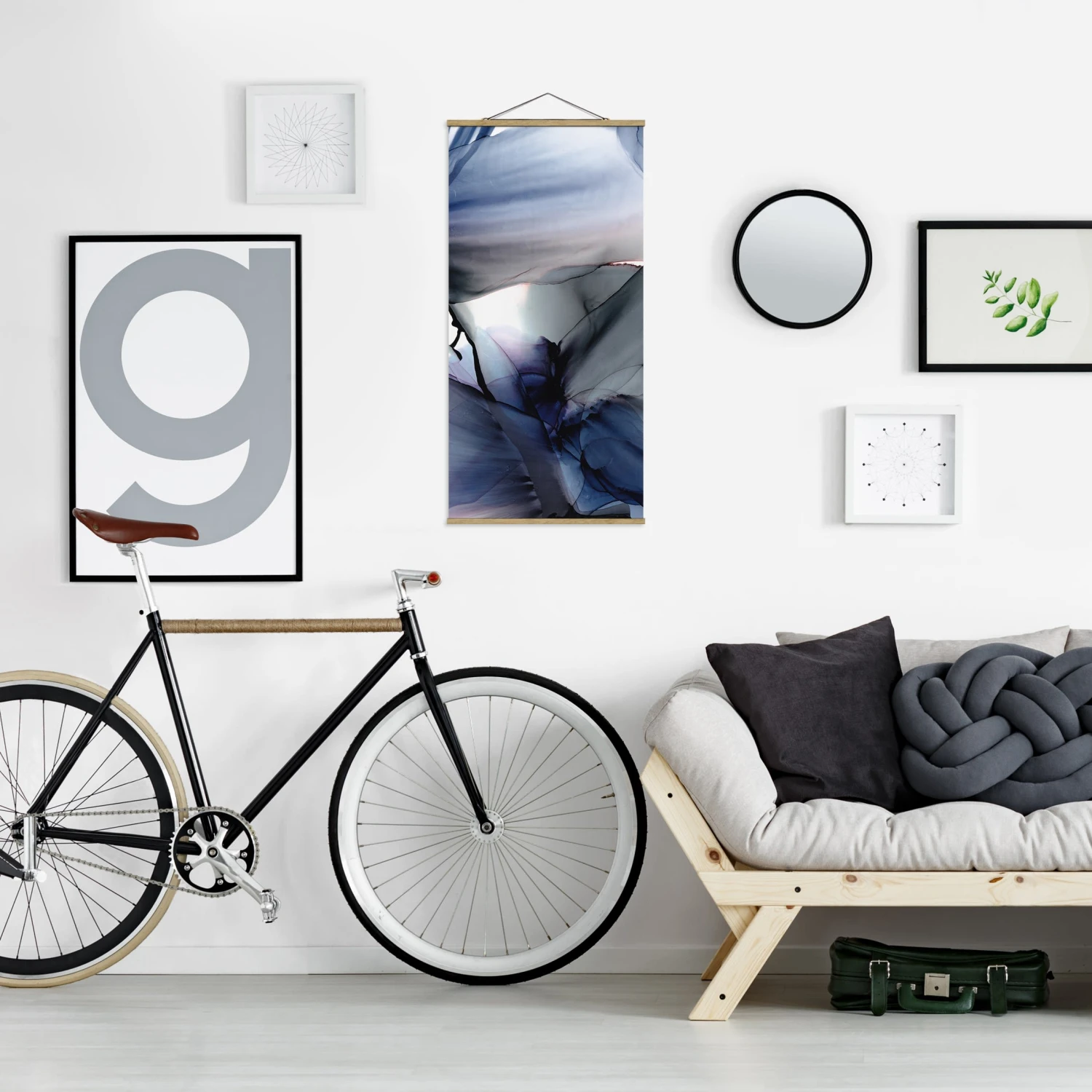 Stoffbild Mit Posterleisten - Violett Im Fluss In Violett 6 Stoffbild Mit Posterleisten - Violett Im Fluss In Violett – Bild 4