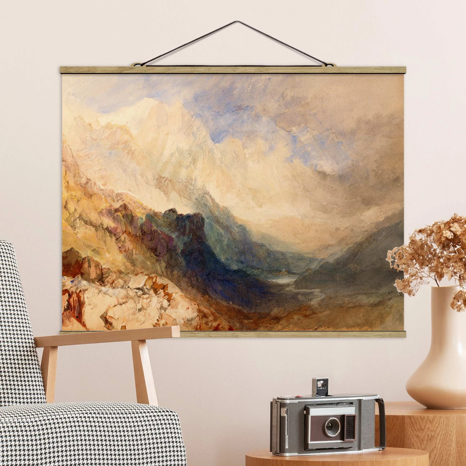 Stoffbild Mit Posterleisten - William Turner - Aostatal In Creme-Beige 4 Stoffbild Mit Posterleisten - William Turner - Aostatal In Creme-Beige – Bild 2
