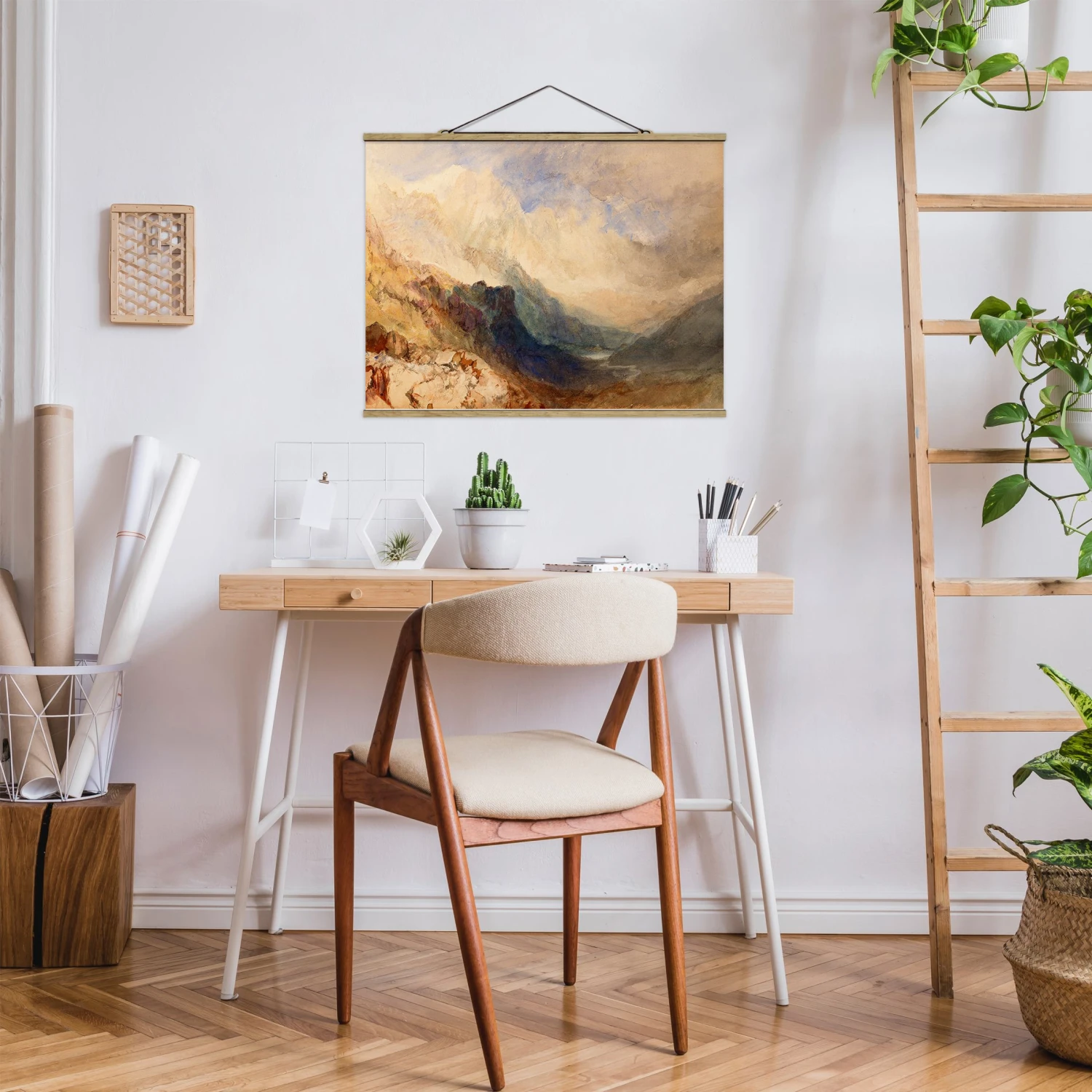 Stoffbild Mit Posterleisten - William Turner - Aostatal In Creme-Beige 5 Stoffbild Mit Posterleisten - William Turner - Aostatal In Creme-Beige – Bild 3