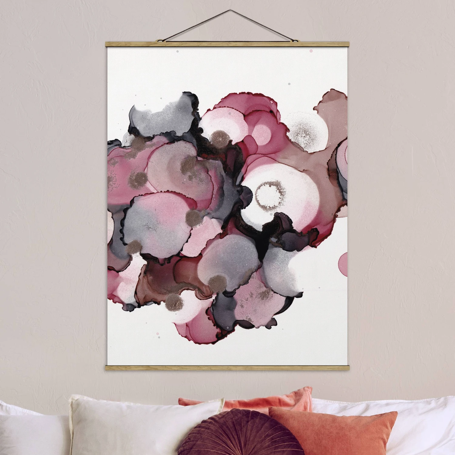 Stoffbild - Pink-Beige Tropfen Mit Roségold In Rosa 4 Stoffbild - Pink-Beige Tropfen Mit Roségold In Rosa – Bild 2