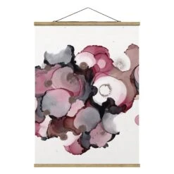 Stoffbild - Pink-Beige Tropfen Mit Roségold In Rosa