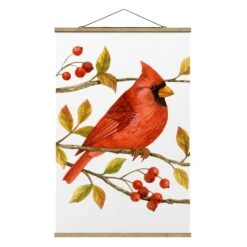Stoffbild - Vögel Und Beeren - Rotkardinal In Weiß 13 Stoffbild - Vögel Und Beeren - Rotkardinal In Weiß -Allgemeiner Haushaltswarenladen wallart stoffbild vogel und beeren rotkardinal in weiss 4