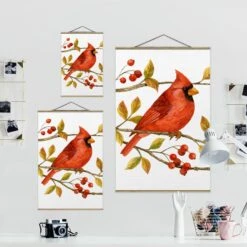 Stoffbild - Vögel Und Beeren - Rotkardinal In Weiß 15 Stoffbild - Vögel Und Beeren - Rotkardinal In Weiß -Allgemeiner Haushaltswarenladen wallart stoffbild vogel und beeren rotkardinal in weiss 6