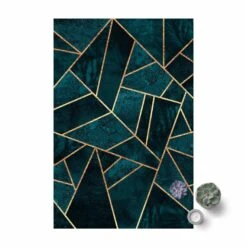 Vinyl-Teppich - Dunkles Türkis Mit Gold In Türkis