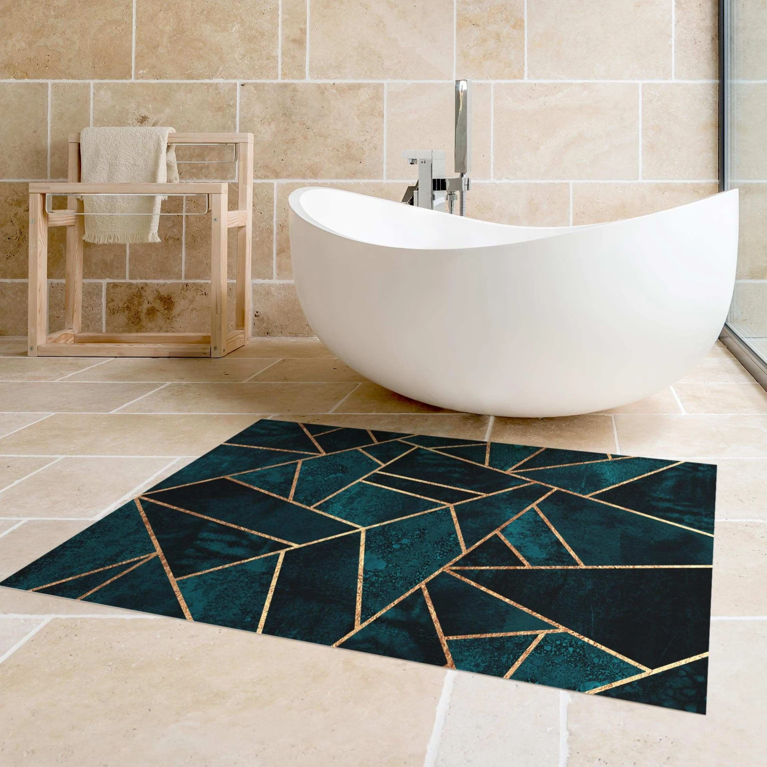 Vinyl-Teppich - Dunkles Türkis Mit Gold In Türkis 6 Vinyl-Teppich - Dunkles Türkis Mit Gold In Türkis – Bild 4