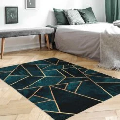 Vinyl-Teppich - Dunkles Türkis Mit Gold In Türkis 13 Vinyl-Teppich - Dunkles Türkis Mit Gold In Türkis -Allgemeiner Haushaltswarenladen wallart vinyl teppich dunkles turkis mit gold in turkis 4