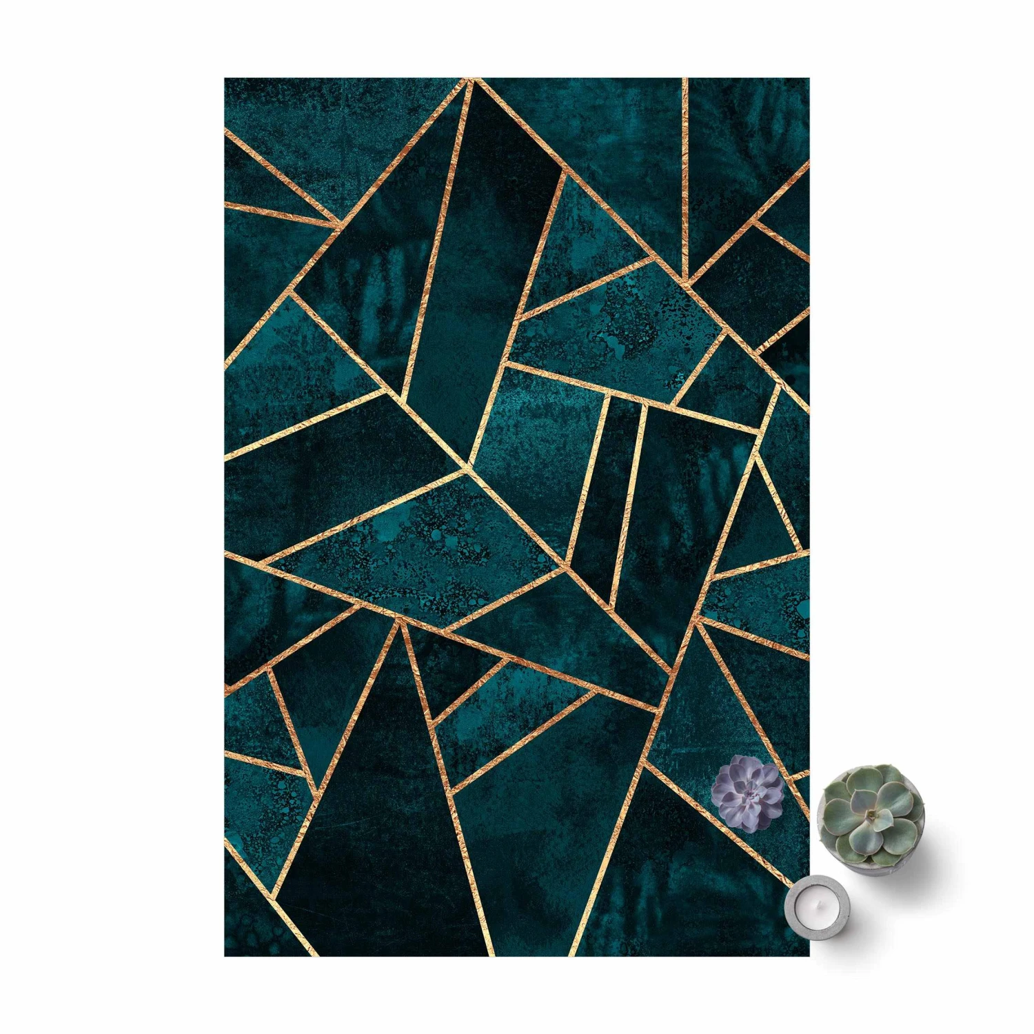 Vinyl-Teppich - Dunkles Türkis Mit Gold In Türkis 3 Vinyl-Teppich - Dunkles Türkis Mit Gold In Türkis