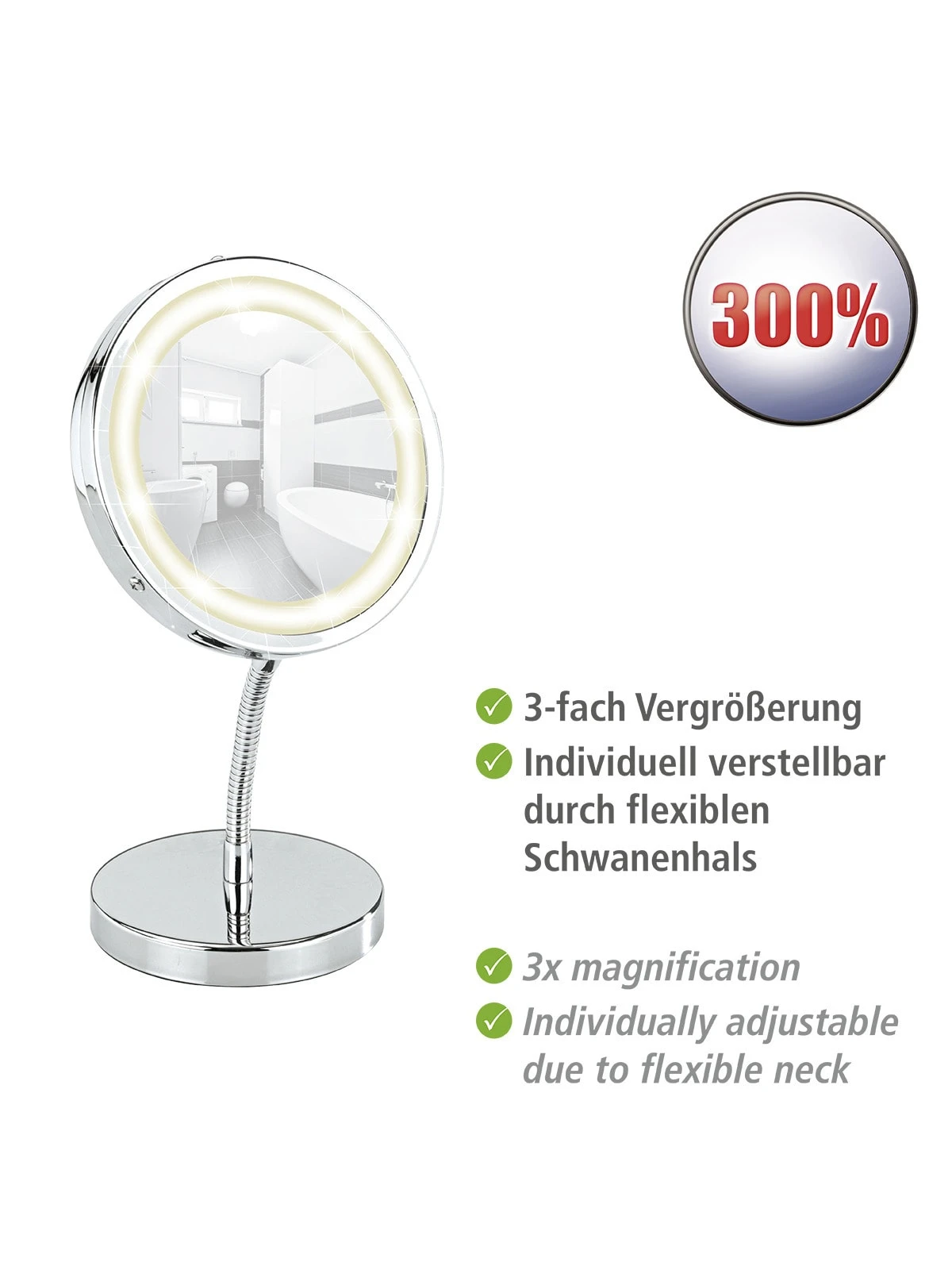 Wenko LED Kosmetikspiegel Brolo In Chrom 4 Wenko LED Kosmetikspiegel Brolo In Chrom – Bild 2